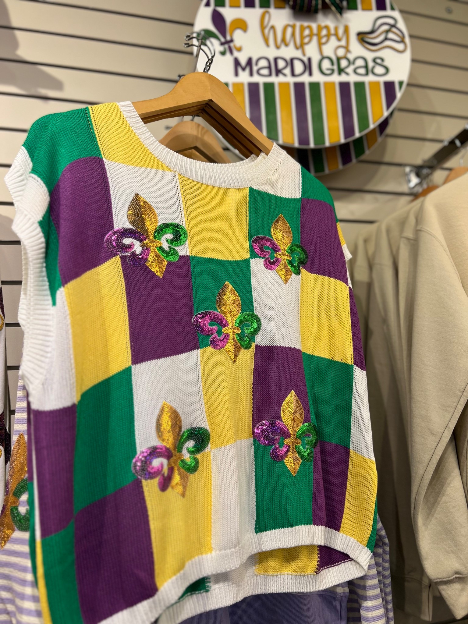 Mardi Gras Season is here!! If you ever been in Louisiana during this season I bet you felt in love! Sassy Sequin Fleur De Lis Color
Block Mardi Gras Sweater | Mardi Gras Mambo | Parade | King Cake | Mardi Gras decor. 

#LTKSeasonal #LTKFindsUnder50 #LTKootd