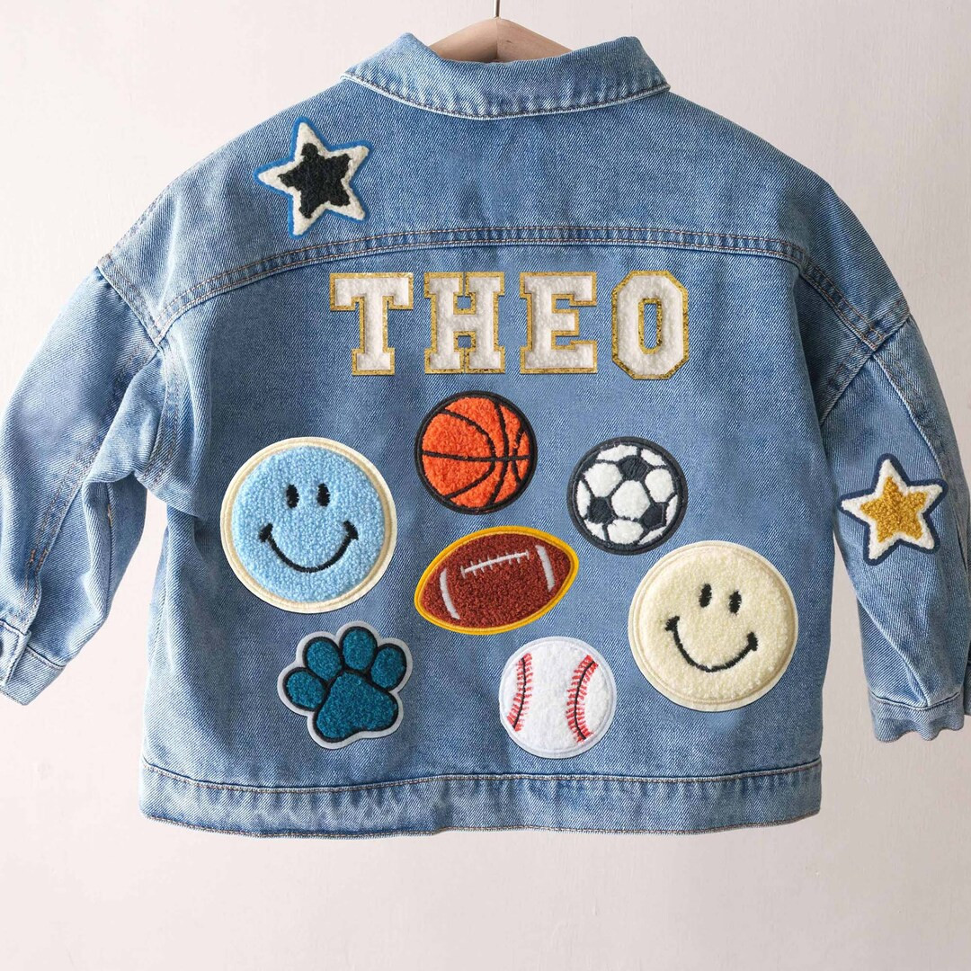 Toddler Personalized Denim Jacket, Boys Patch Jacket Gift, Custom Name Jean Jacket for Kids, Styl... | Etsy (US)