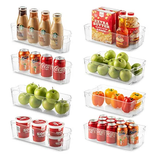 Set Of 8 Refrigerator Organizer Bins - 4 Large and 4 Small Stackable Fridge Organizers for Freeze... | Walmart (US)