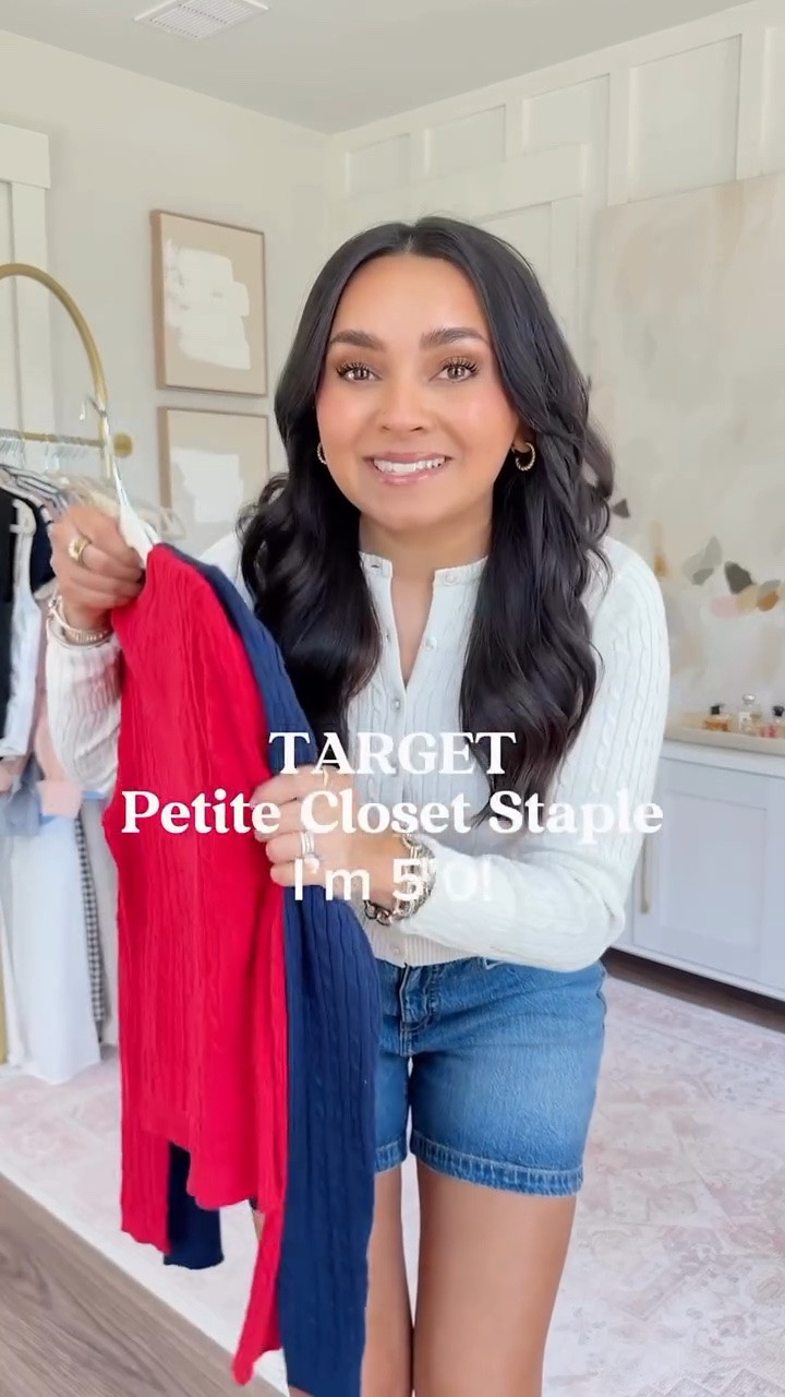 Target Cardigan - Petite Closet Staple! 
For reference: I’m 5’0, petite, 32b bra size, and 2/26 in bottoms, pear shaped. 
*Everything I share is unaltered! TTS means true to size. Between size 5-6.5 in shoes

Cardigan size xxs TTS 
Denim shorts size 26 TTS 
Blue floral dress size xs TTS 
Clear heels size 5 TTS 
Gold sandals size 5 TTS

#LTKootd #LTKgrwm #LTKSeasonal