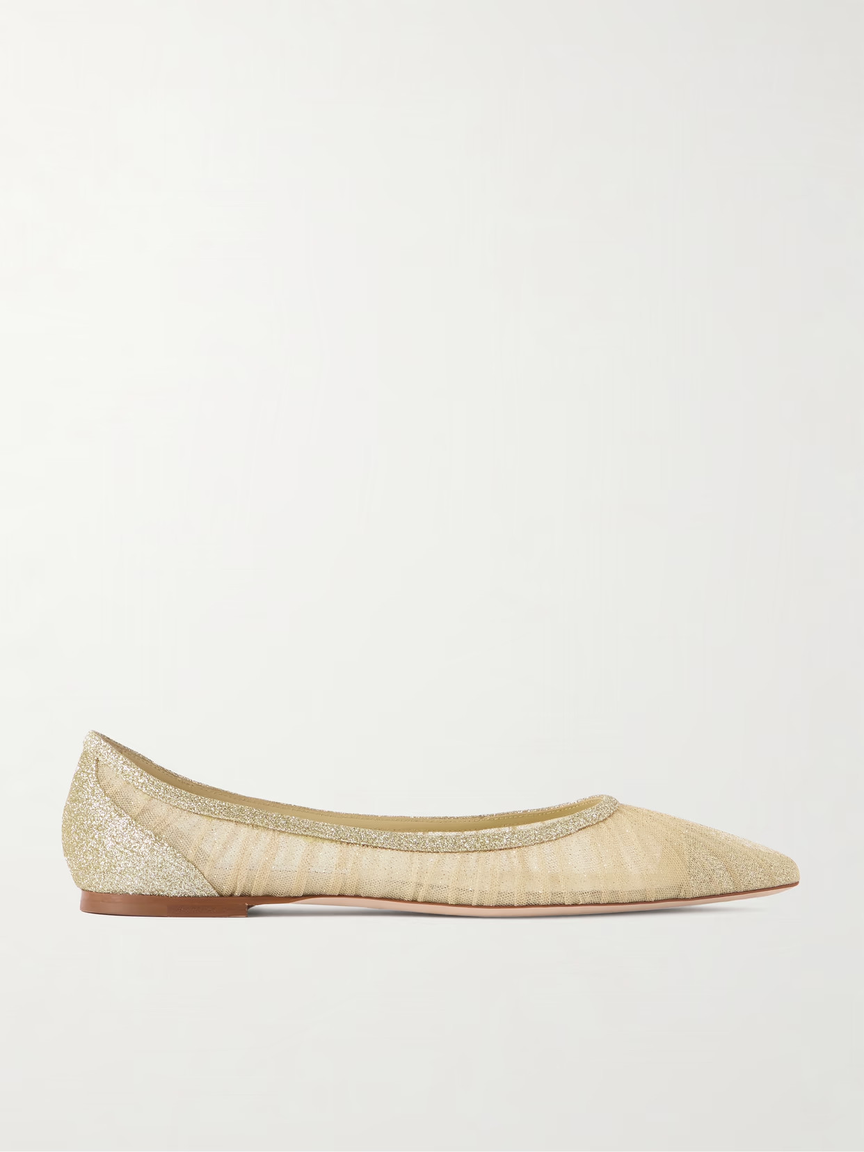Jimmy Choo - Love Glittered Tulle Ballet Flats - Gold | NET-A-PORTER (US)