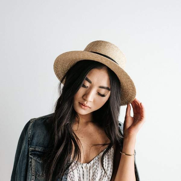 Faye Short - Natural Straw Boater Brim Hat | Gigi Pip