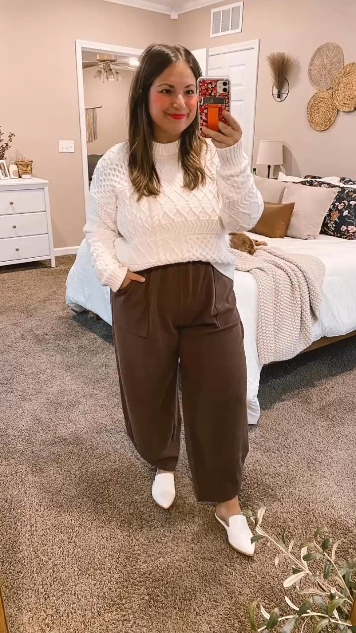 Cozy vibes only! 🍂 There's nothing like wrapping yourself in a soft cable sweater to feel warm and stylish this season. Perfect for those chilly days!

mules: fit true to size // wearing a 5
pants: fit true to size // wearing a large
sweater: fits true to size // wearing a large 

 #LTKMidsize #LTKFindsUnder50 #LTKStyleTip