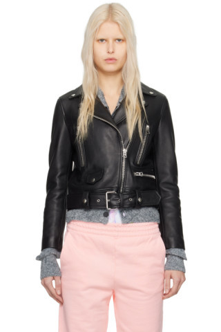 Black Biker Leather Jacket | SSENSE