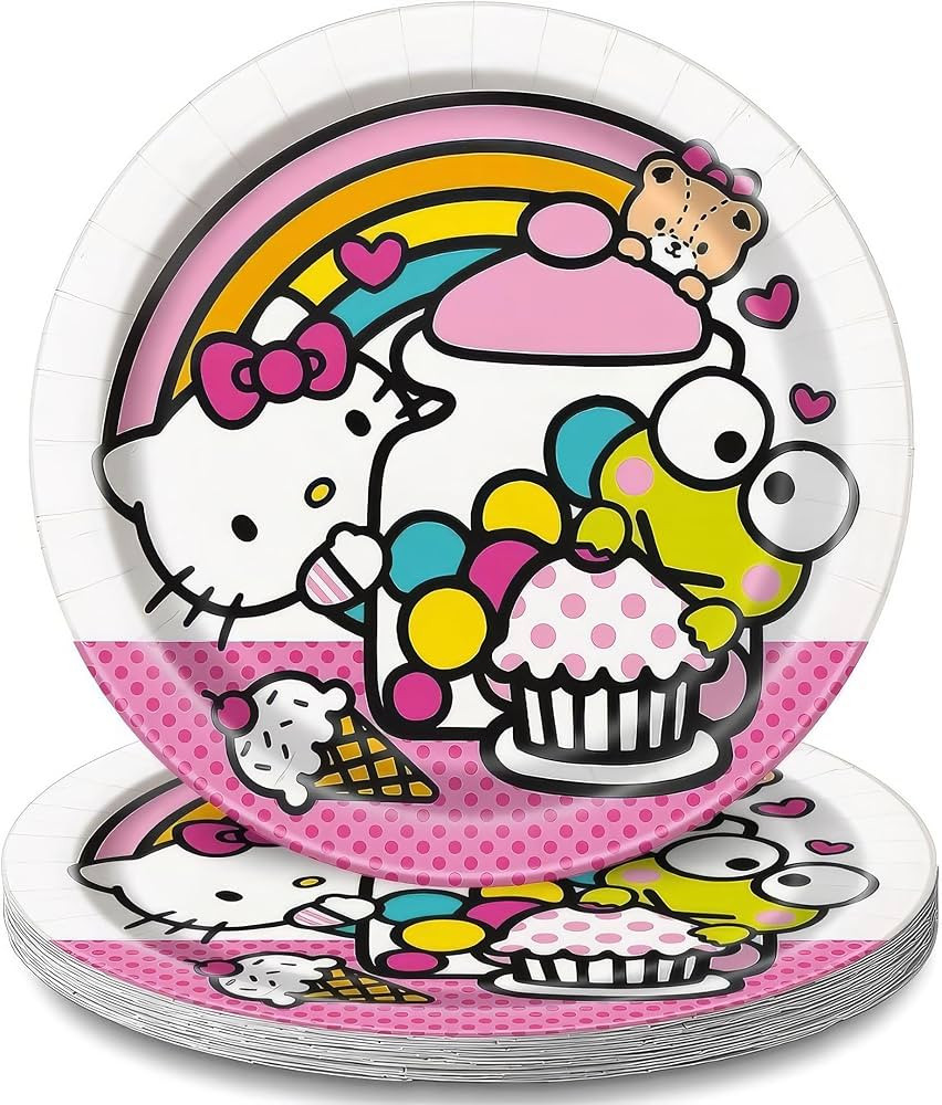 Unique Pink & White Hello Kitty & Friends Round Paper Dessert Plates - 7" (Pack of 8) - Adorable ... | Amazon (US)