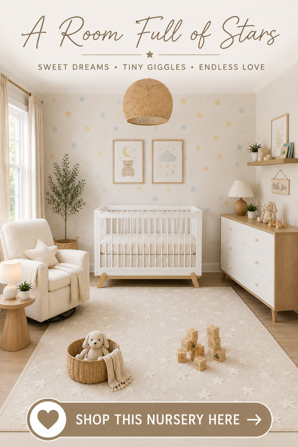 Create a cozy, calming space with this dreamy gender-neutral star nursery
