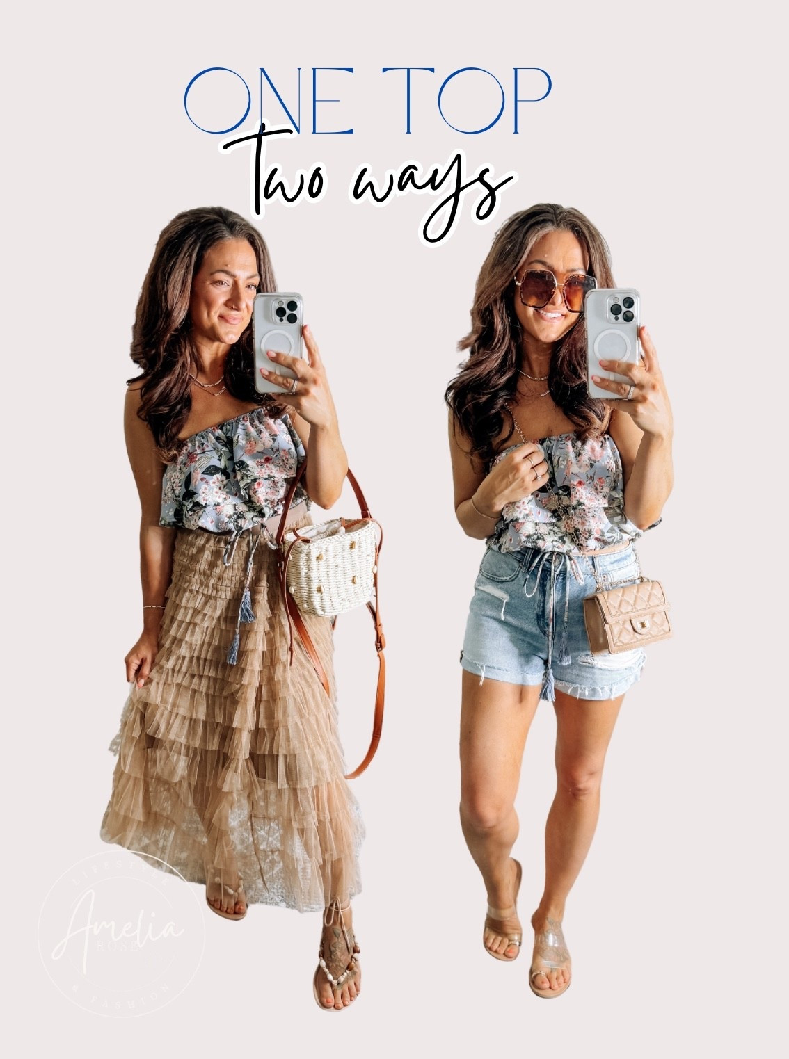 Two ways I’m styling a floral tube top 😍 this tulle skirt is the cutest and you can wear it so many ways! AE shorts are also always so good! Wearing my true size in all 

#LTKStyleTip #LTKFindsUnder50 #LTKPetite