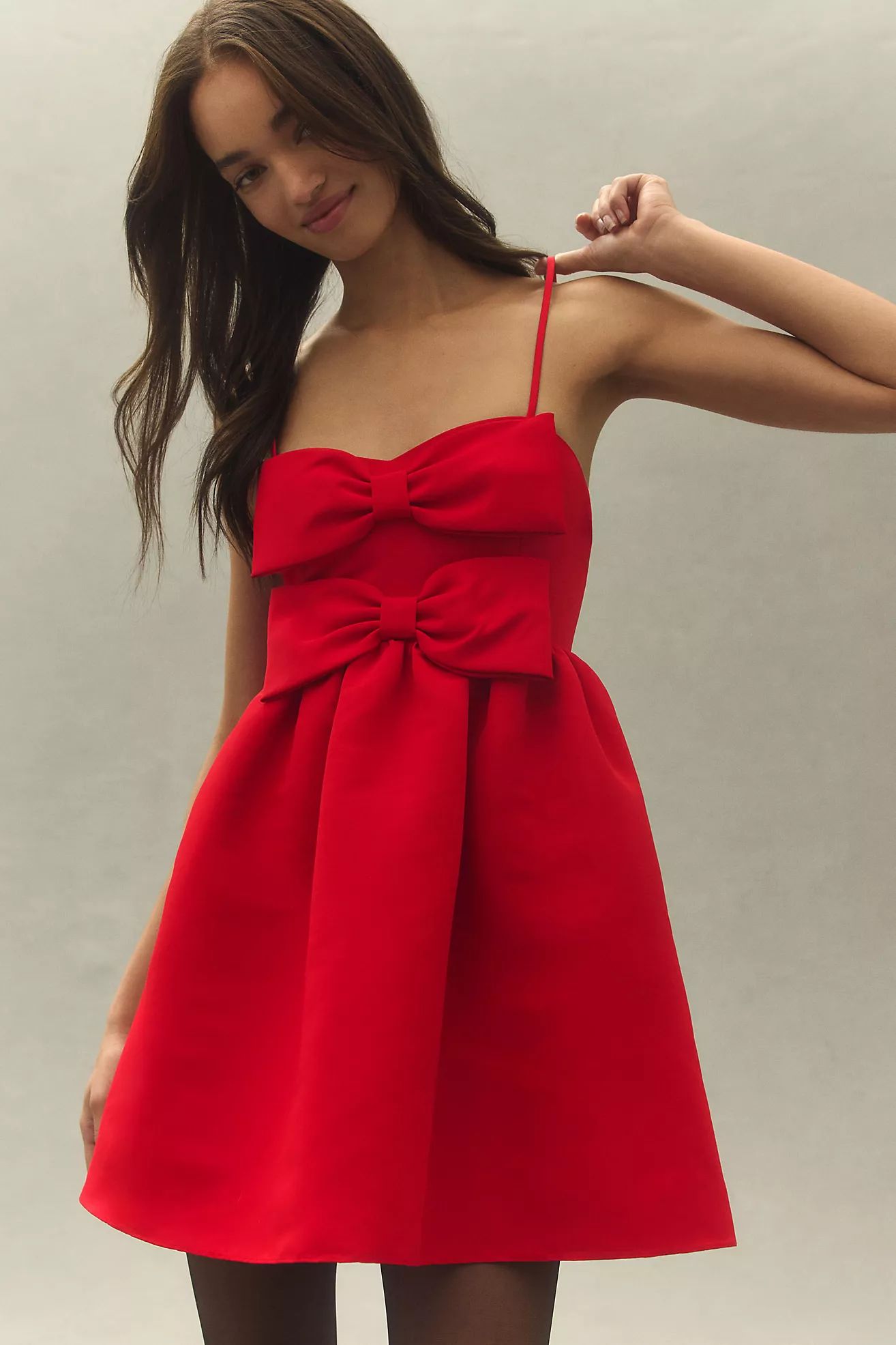 Sachin & Babi Sloane Taffeta Double-Bow Pleated Mini Dress | Anthropologie (US)