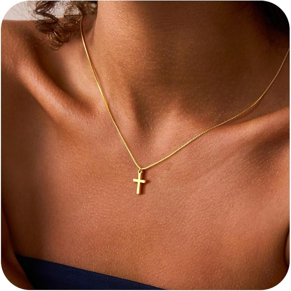 Yoosteel Gold Cross Necklace for Women - Dainty 14K Gold Plated Cross Pendant Choker Simple Tiny ... | Amazon (US)