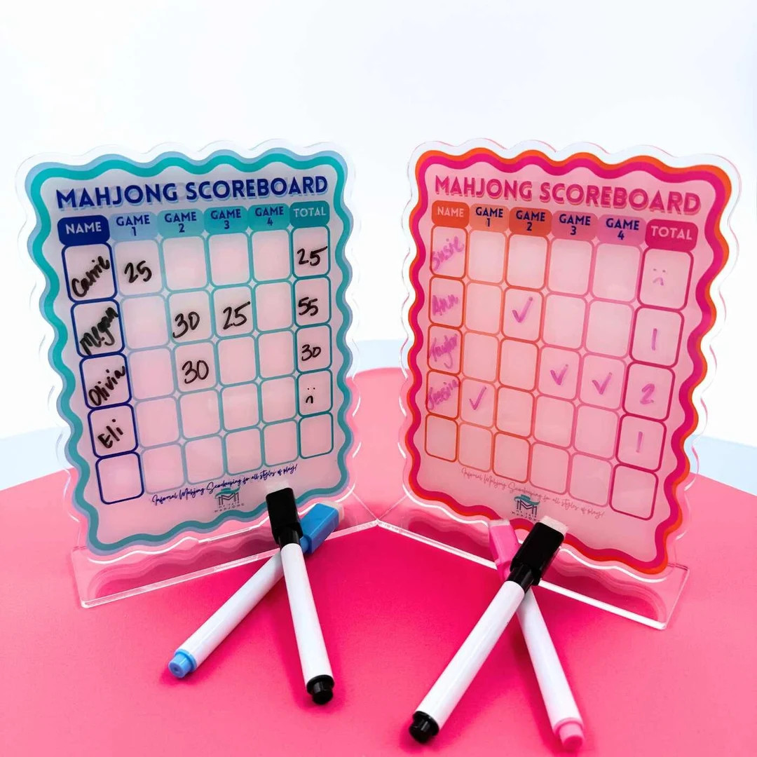 Mahjong Scoreboard 2 Color Combos Scalloped Dry Erase Board With Stand & Markers - Etsy | Etsy (US)