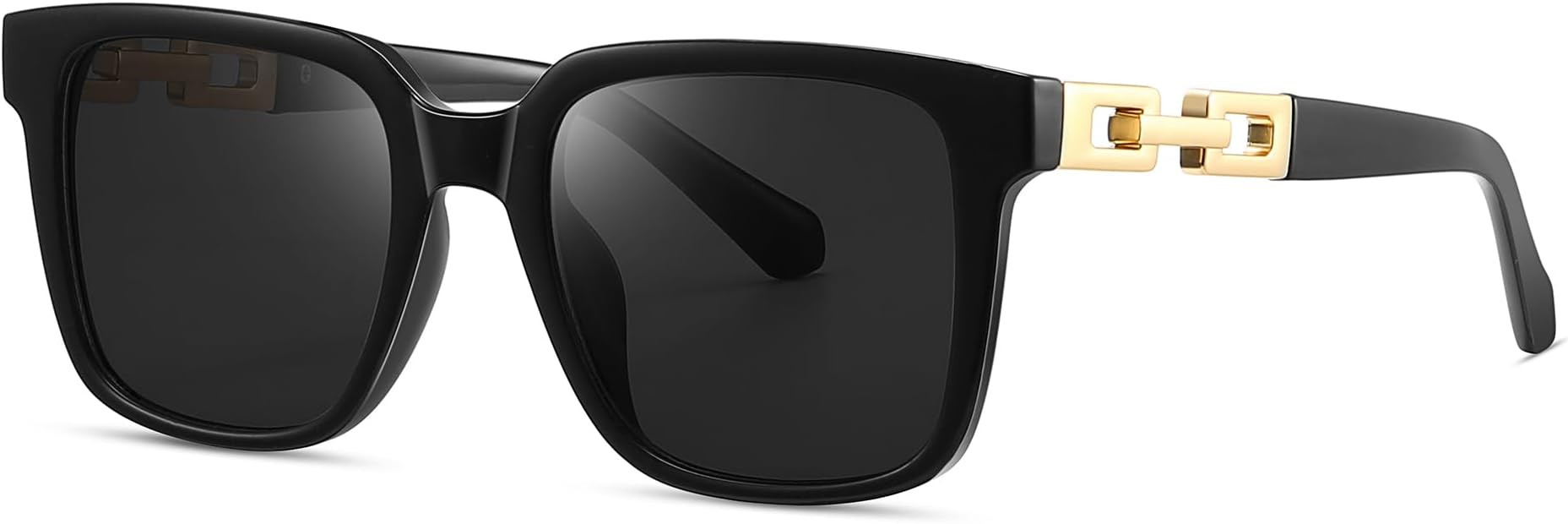 2024 Trendy Square Sunglasses Womens Mens, Glasses with Gold Chain Type Trim UV400 Protection CL2... | Amazon (US)