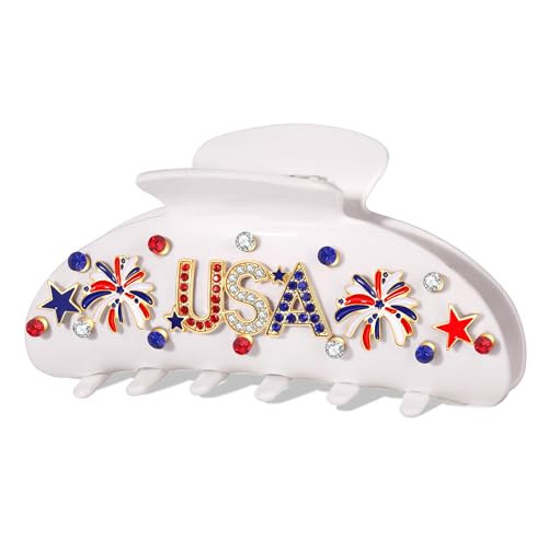 4th of July Hair Claw Clip for Women American Flag Star USA Hair Clip Red White and Blue Patriotic Claw Clips 4th of July Accessories Outfits Party Favors Gifts (Pattern A) | Amazon (US)