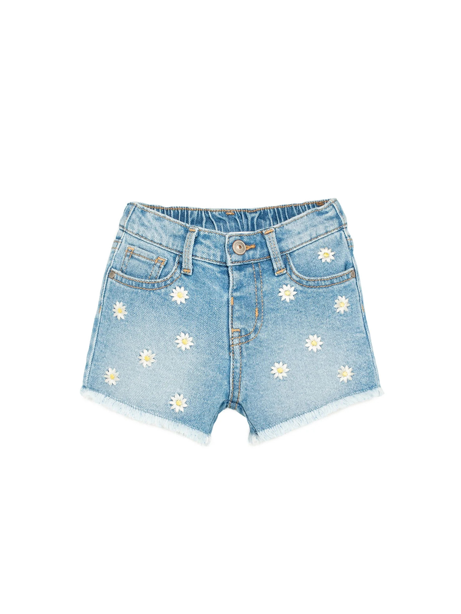 Wonder Nation Toddler Girl Embroidered Denim Short, Sizes 12M-5T | Walmart (US)