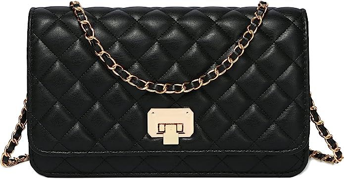 Women Shoulder Bag Quilted Crossbody Purse Designer Lattice Leather Chain Bag | Amazon (US)