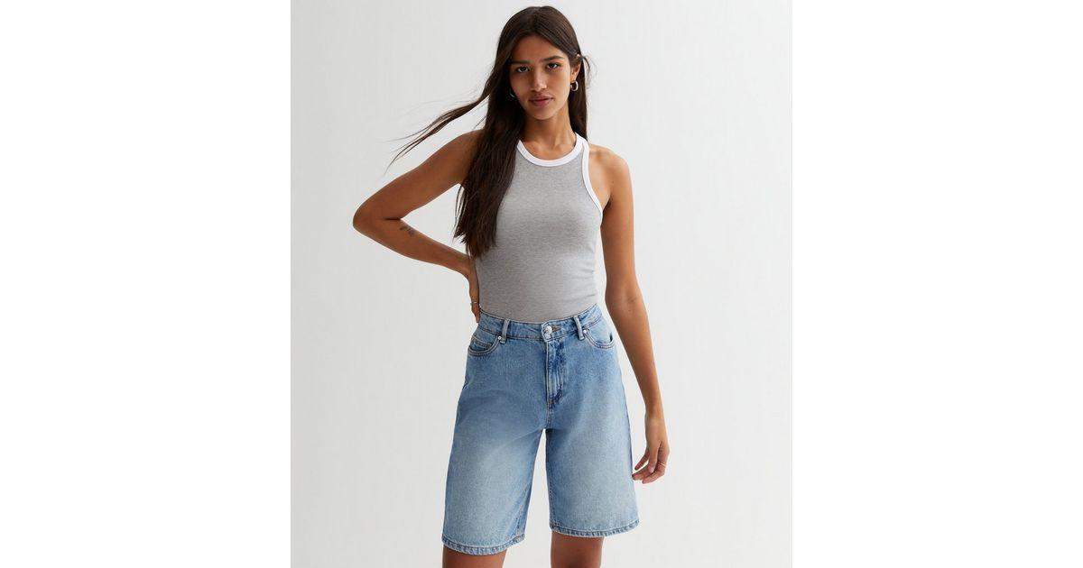 Grey Ribbed Contrast Trim Racer Vest
						
						Add to Saved Items
						Remove from Saved Item... | New Look (UK)