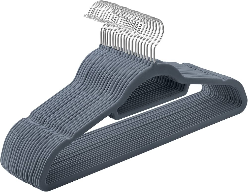 SONGMICS Kleiderbügel Samt, 20er Set, Bügel, rutschfest, kleine Stange für Krawatten, 360° dr... | Amazon (DE)
