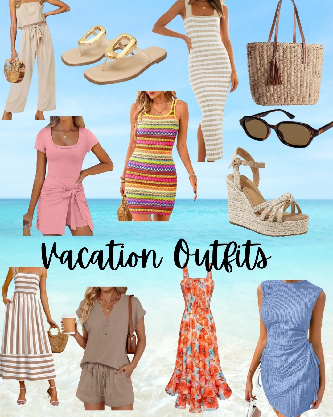 Vacation outfits beach// beach vacation outfits// resort wear// date night outfits for vacation// beach accessories// sandals// sunglasses// vacation wear// vacation outfits // beach outfits 

#LTKTravel #LTKootd #LTKFindsUnder100