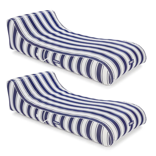Fabric Sunbed Lounger Navy Stripe, 2-Pack | FUNBOY
