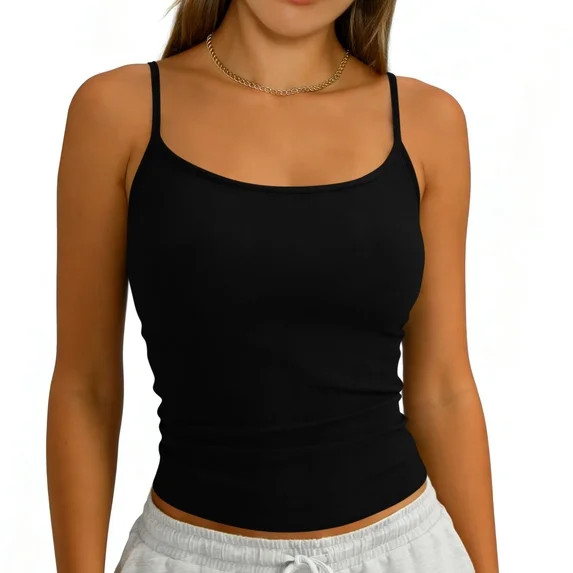 Htigea Womens Spaghetti Straps Tank Tops Summer Sleeveless Camisole Solid Color Slim Going Out Ta... | Walmart (US)