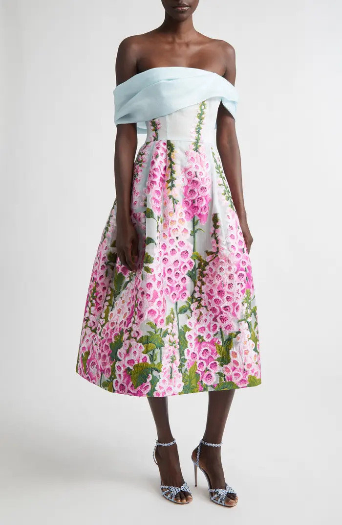 Foxglove Print Off the Shoulder Organza Dress | Nordstrom