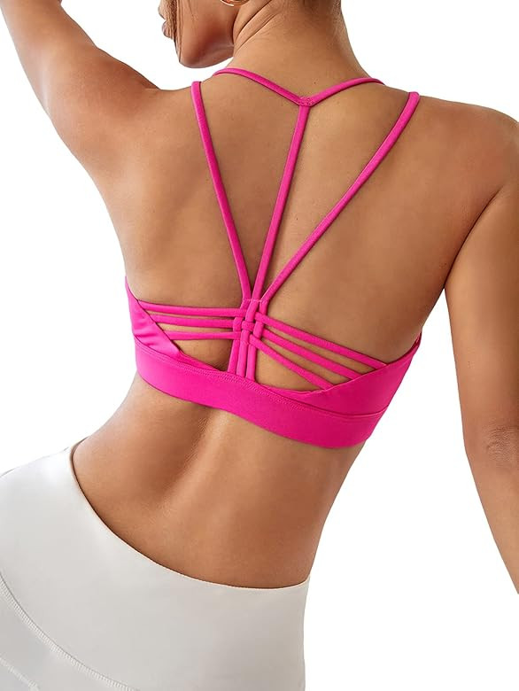 Milumia Women's Crisscross Back Sports Bras Scoop Neck Backless Workout Yoga Bra | Amazon (US)