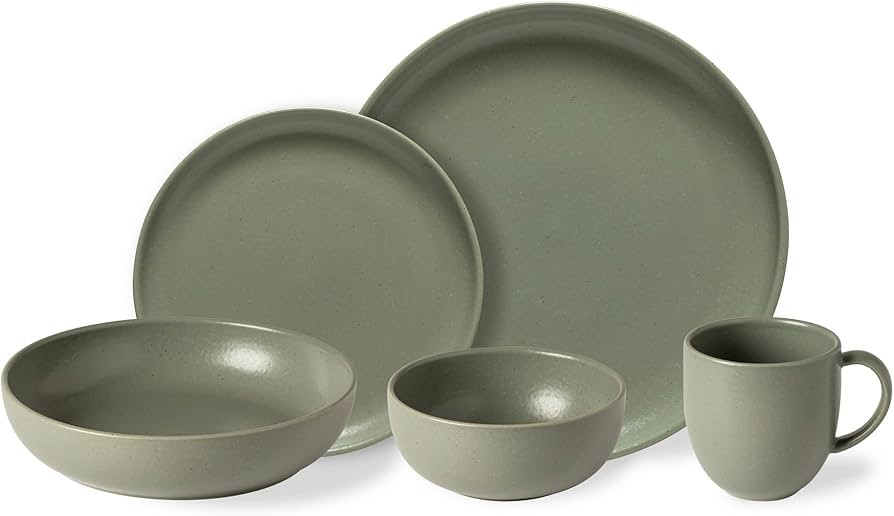 Casafina 5 Piece Stoneware Place Setting, Pacifica Artichoke Green, Dinner Plate, Salad Plate, Pa... | Amazon (US)