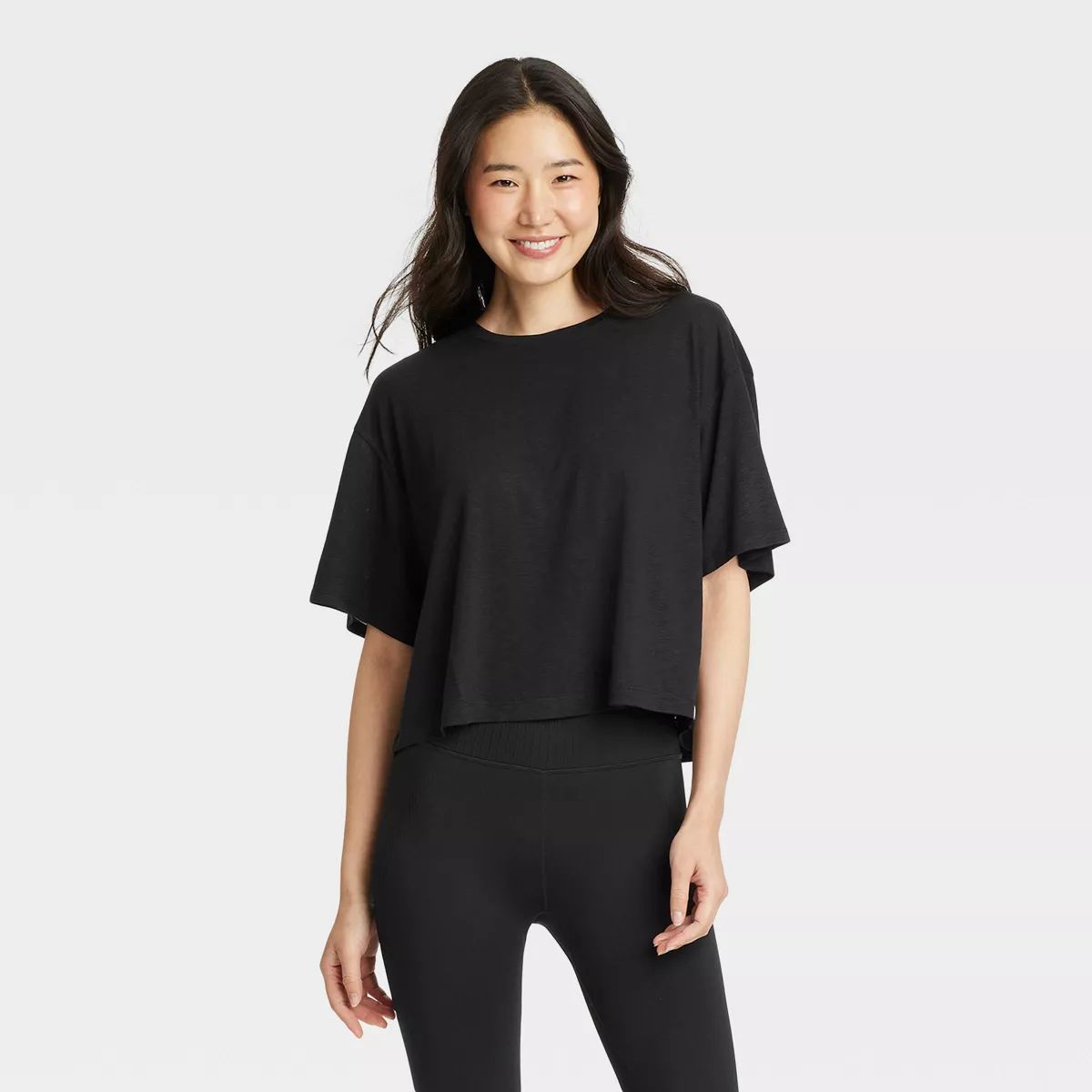 Women's Boxy Open Back Cropped Short Sleeve Shirt - JoyLab™ | Target