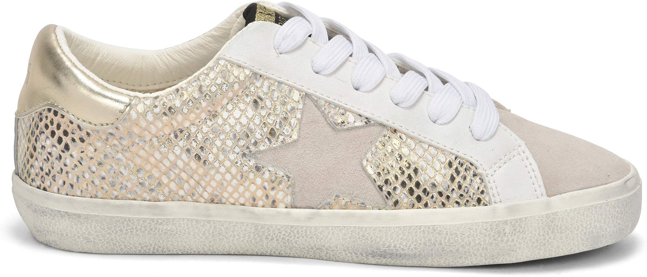 VINTAGE HAVANA Womens Kate Snake Lace Up Sneakers Shoes Casual - Gold, Grey, White | Amazon (US)