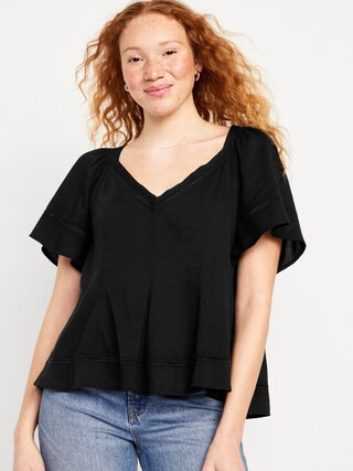 V-Neck Lace-Trim Top | Old Navy (US)