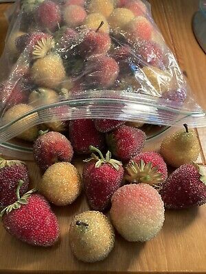 Vintage Sugar Frosted Faux Fruit Strawberries, Pears, Apples 61 Pieces Total  | eBay | eBay US