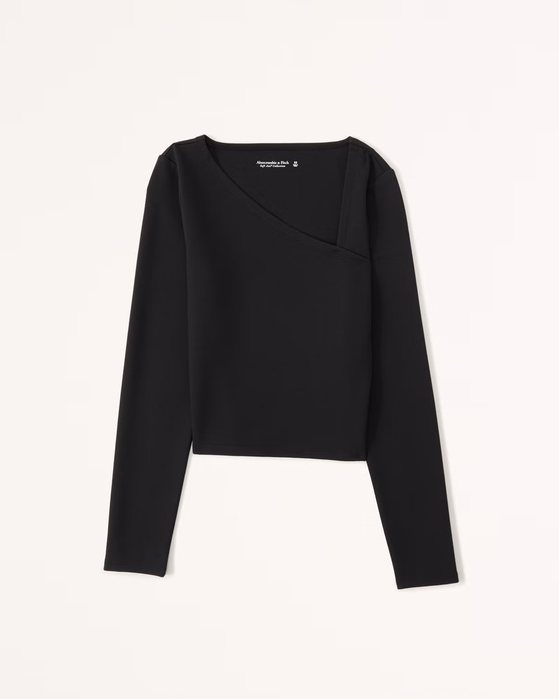 Women's Long-Sleeve Asymmetrical Ponte Top | Women's New Arrivals | Abercrombie.com | Abercrombie & Fitch (US)