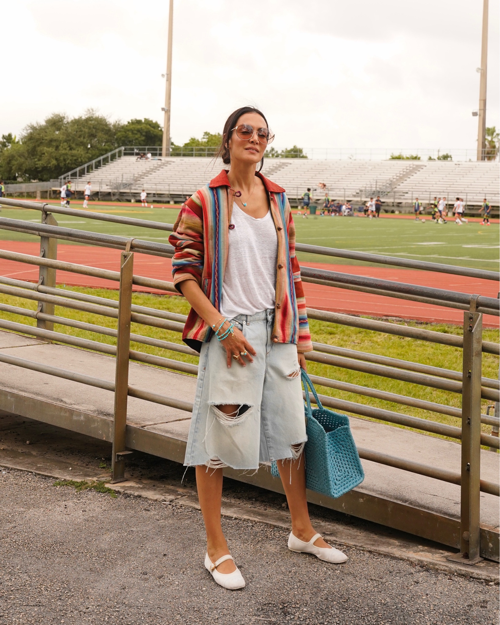 A statement colorful jacket but keeping it casual with bermuda denim  shorts and a white tee! 👖🤍🖍️

#LTKSeasonal #LTKStyleTip #LTKOver40