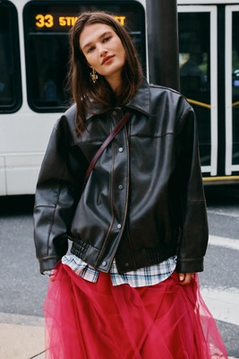 Pilcro Oversized Washed Faux-Leather Jacket | Anthropologie (US)