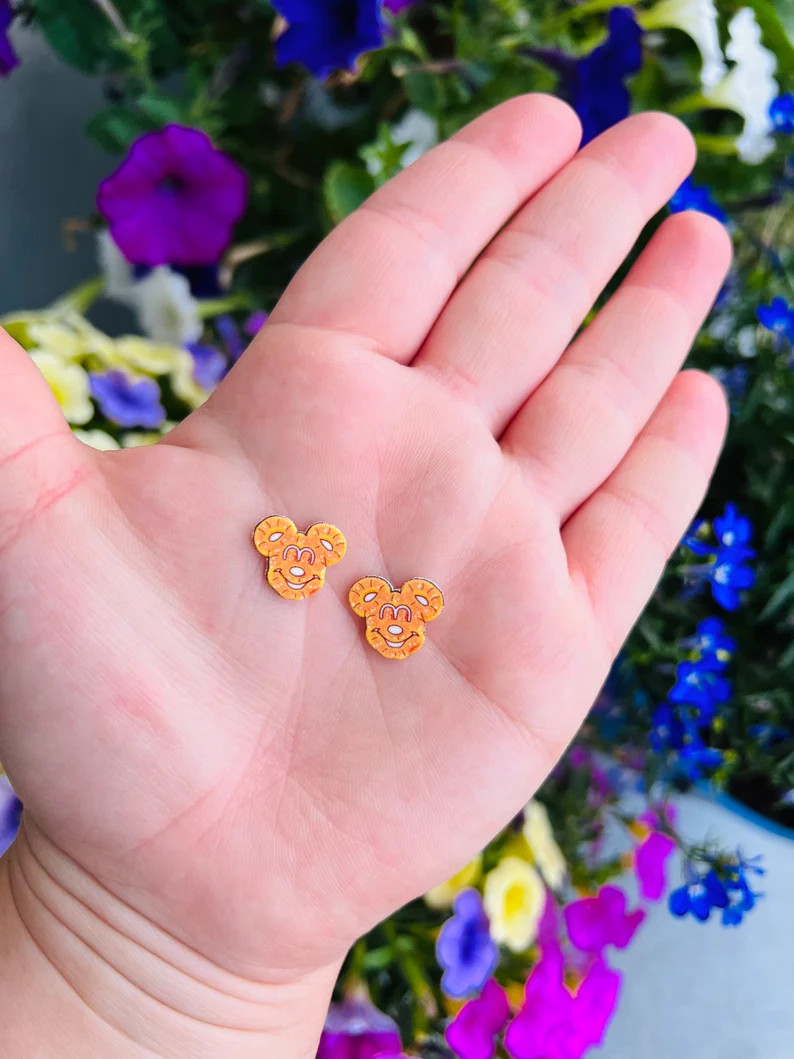 Mouse Pretzel Earrings: Mickey Pretzel, Disney Snacks, Handmade Nickel Free Studs - Etsy | Etsy (US)
