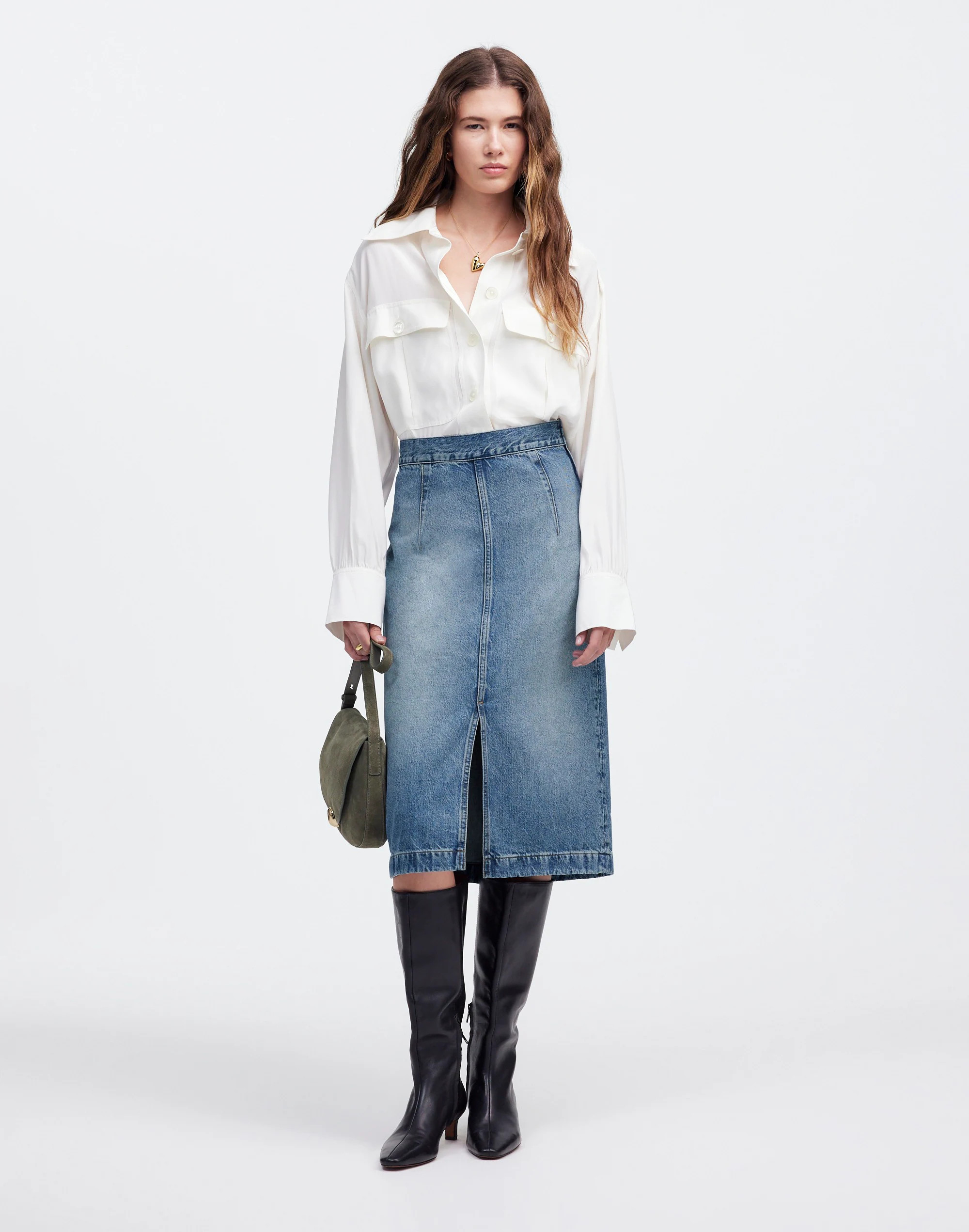 Denim Midi Pencil Skirt in Billings Wash | Madewell