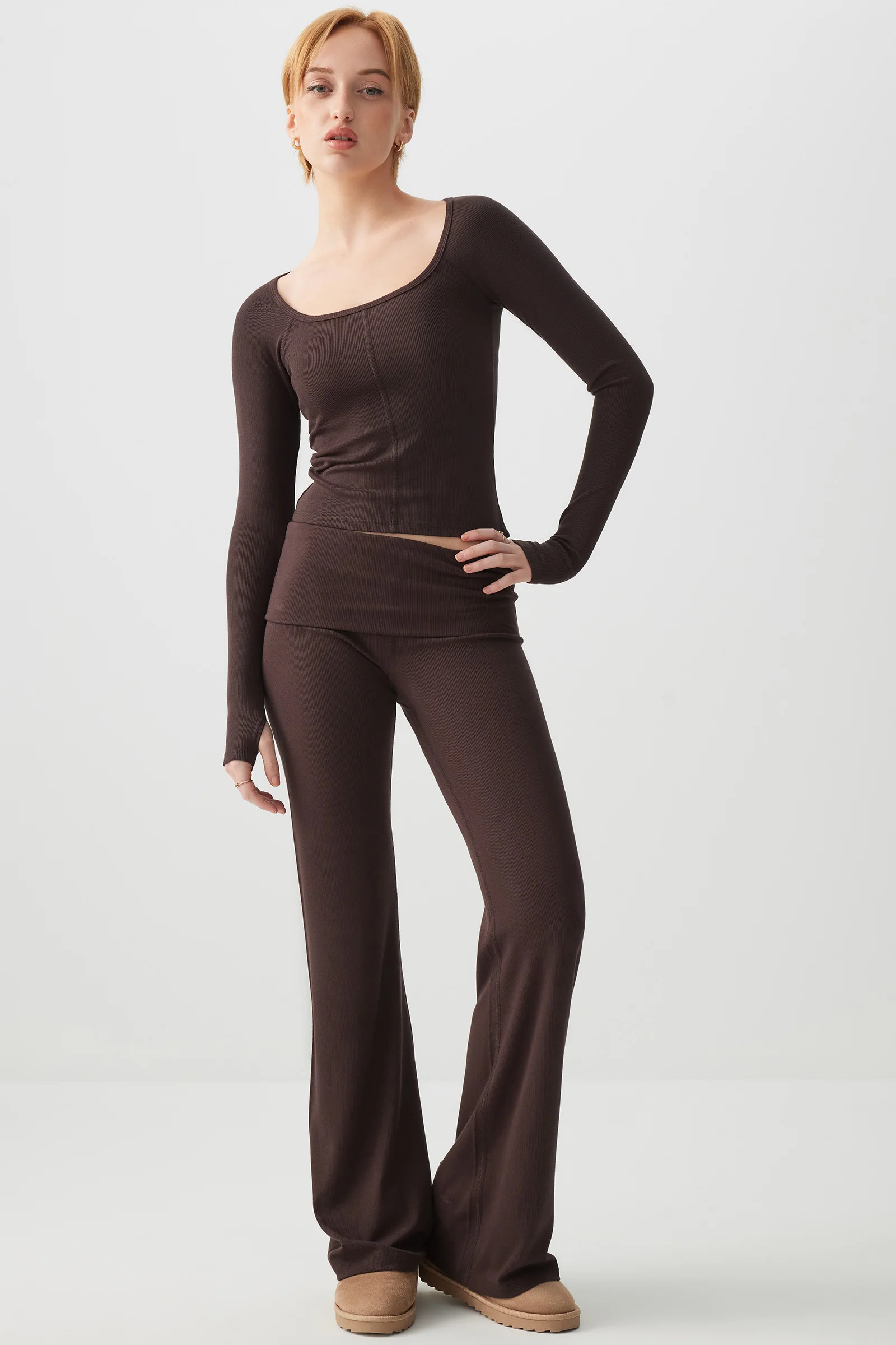 Super Stretch Fold Over Flare Leggings | Ardene
