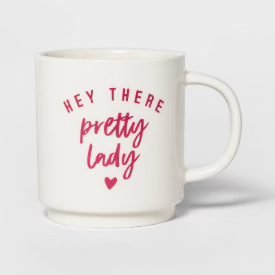 16oz Stoneware Hey There Pretty Lady Mug Cream - Threshold™ | Target