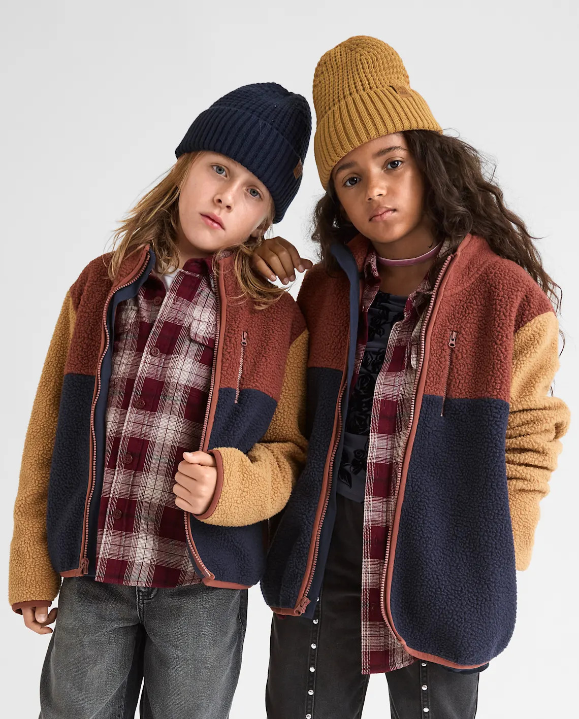Kids Colorblock Sherpa Zip Up Jacket - brown | The Children's Place