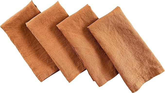 Amazon.com: Linen Napkins – 100% French Flax – Stonewashed Pure Linen Cloth Napkins – Miter... | Amazon (US)