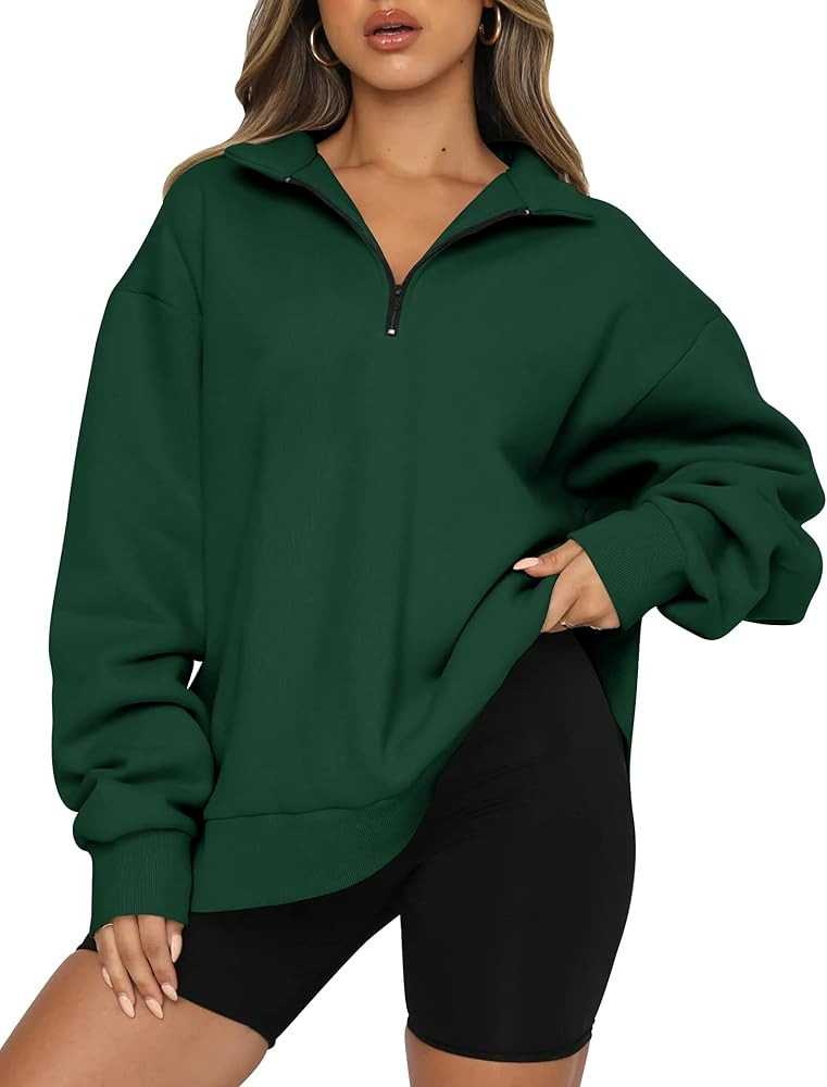 Trendy Queen Womens Oversized Sweatshirts Hoodies Half Zip Pullover Fall Fashion Outfits 2023 Y2k... | Amazon (US)