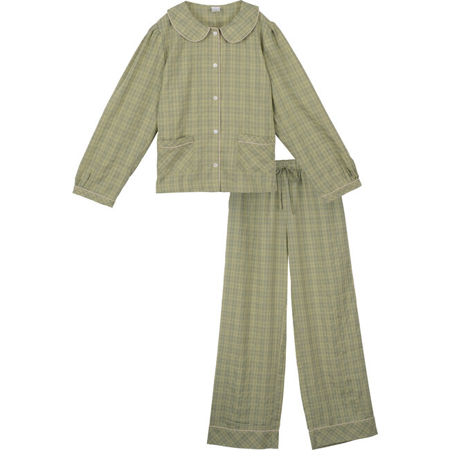 Women's Janette Button Front Set, Sage Plaid | Maisonette