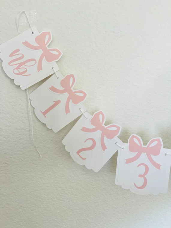 12 Month Bow Banner Milestone Bow Banner 12 Month Hair Bow - Etsy | Etsy (US)