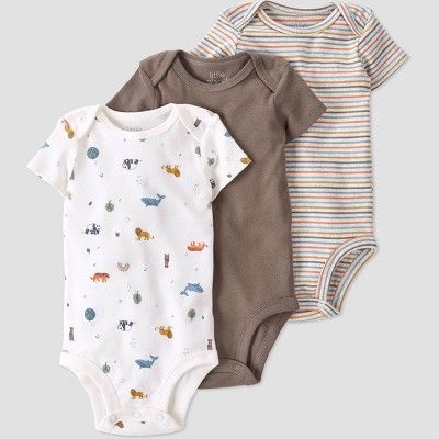 Baby 3pk Bodysuit - little planet by carter's Off-White/Brown | Target
