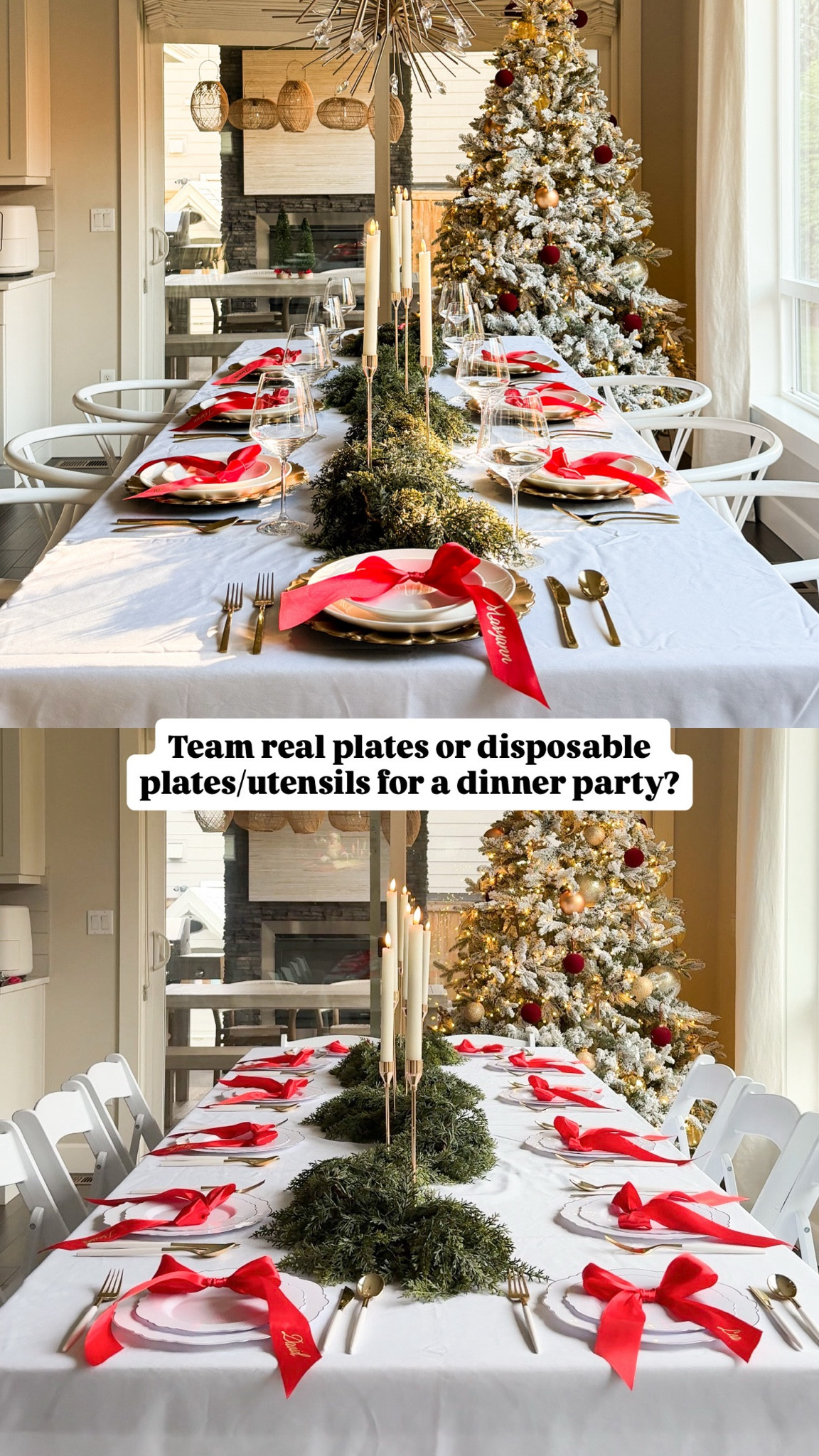Team real plates or disposable plates/utensils for a dinner party? 

Cricut easy press mini, Cricut maker 3, cricut tools, Cricut smart iron on heat transfer vinyl, satin ribbon, Gold Plastic Charger Plates, garland, tablecloth, candle holders, battery operated candles 

#LTKHoliday #LTKSeasonal #LTKHome
