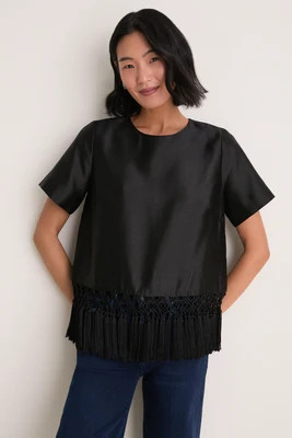 Black Dupioni Chadwick Tassel Top | Tuckernuck (US)