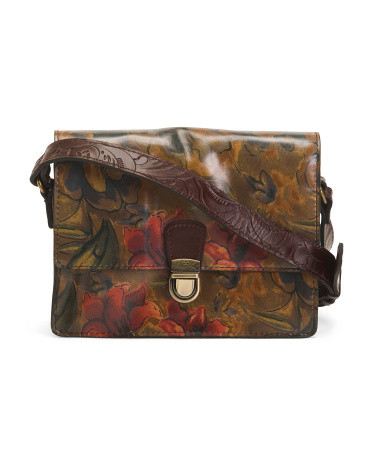 Leather Liana Crossbody With Tooled Strap | TJ Maxx