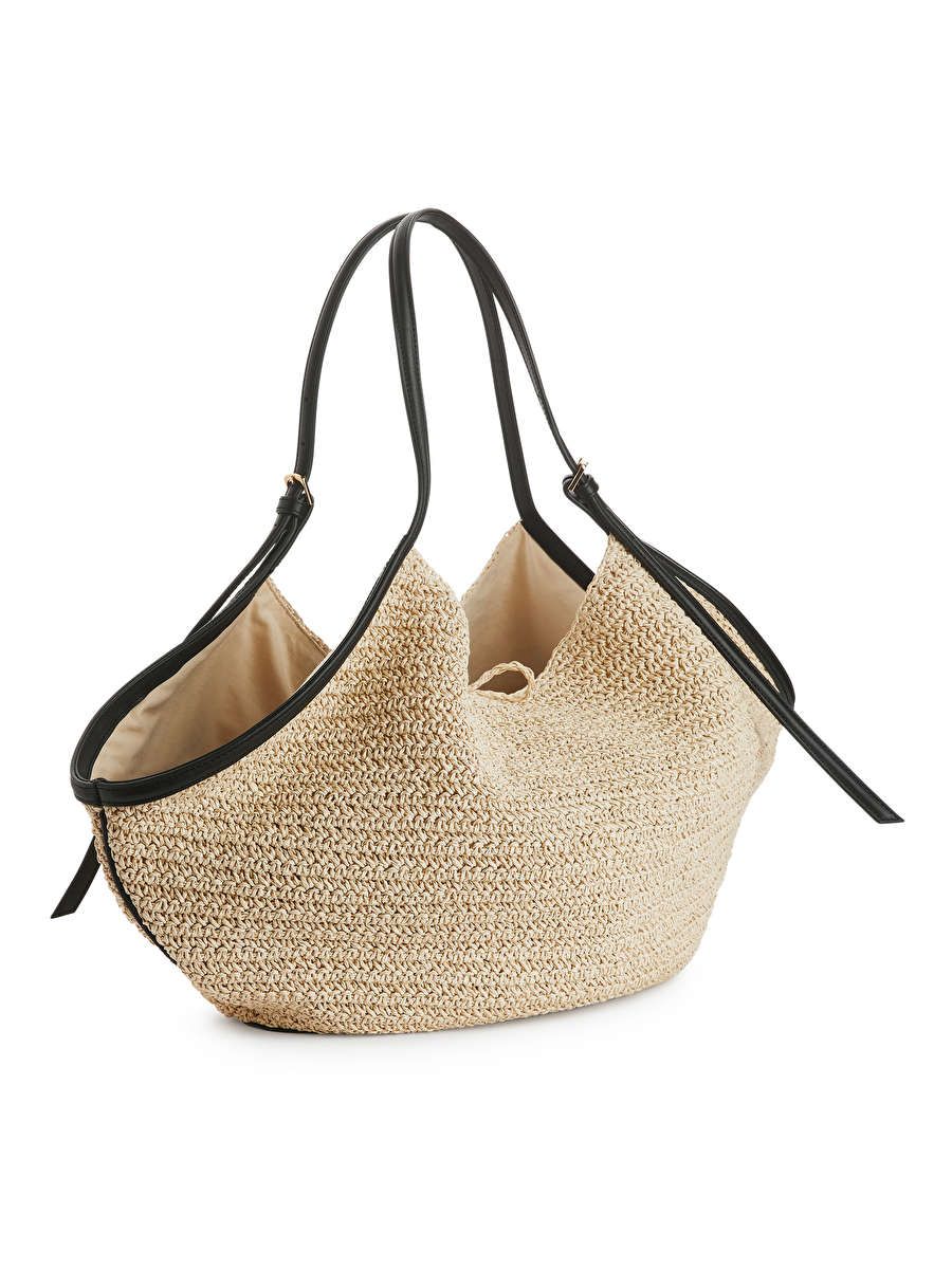 Leather-Detailed Straw Bag | ARKET