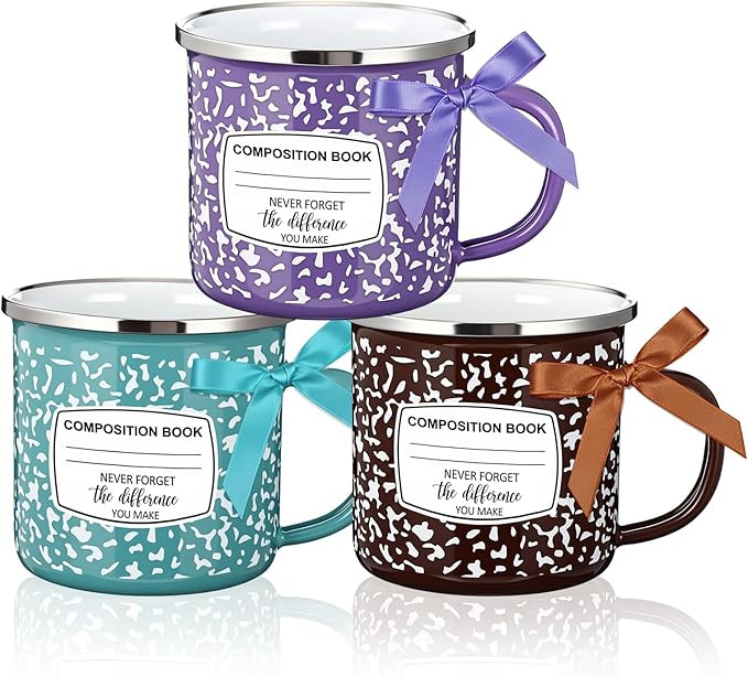 Potchen 3 Pcs Teacher Appreciation Gifts 12oz Composition Book Motivational Enamel Mugs Camping M... | Amazon (US)