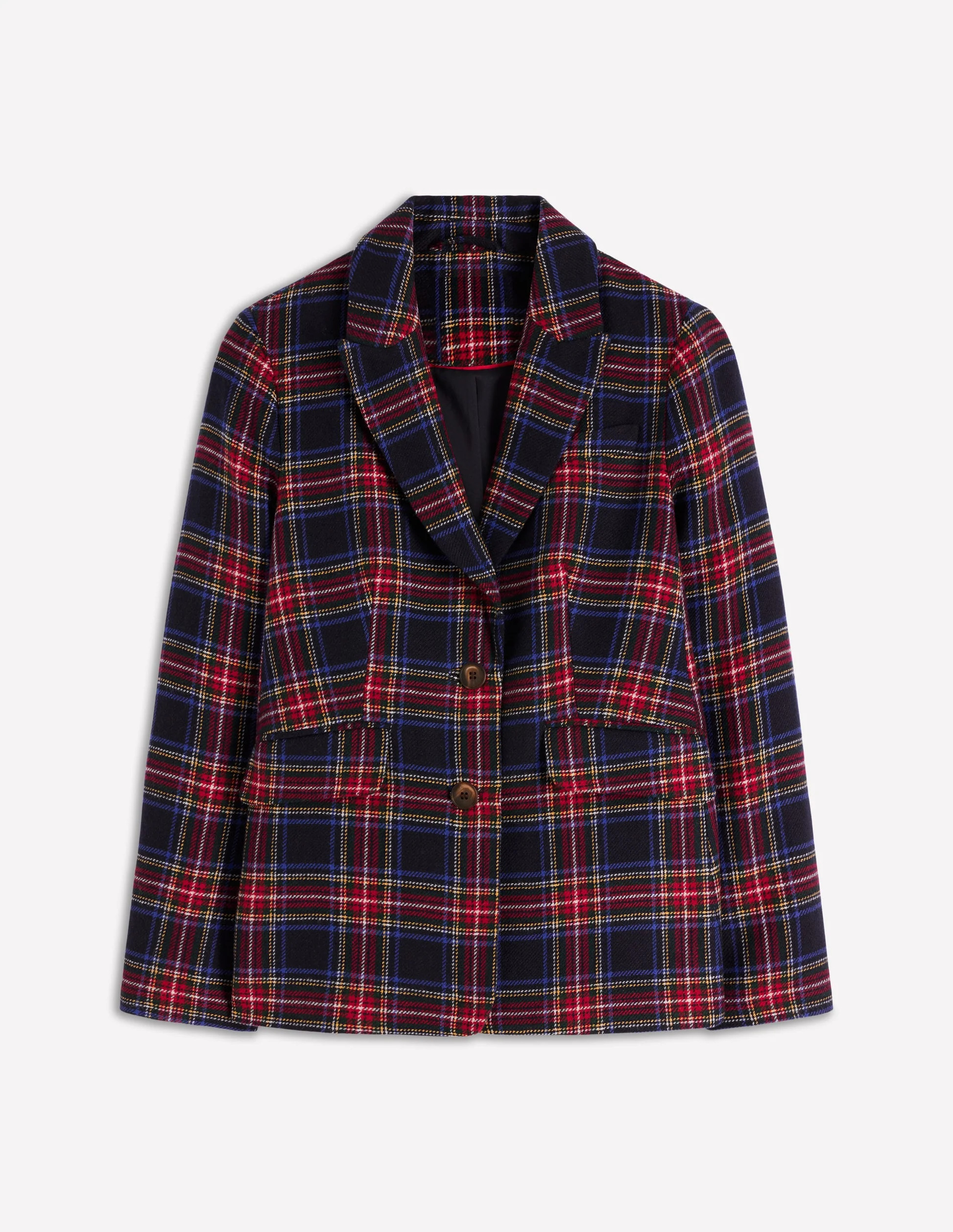 Stamford Wool-Blend Blazer-Navy, Green and Red Check | Boden (US)