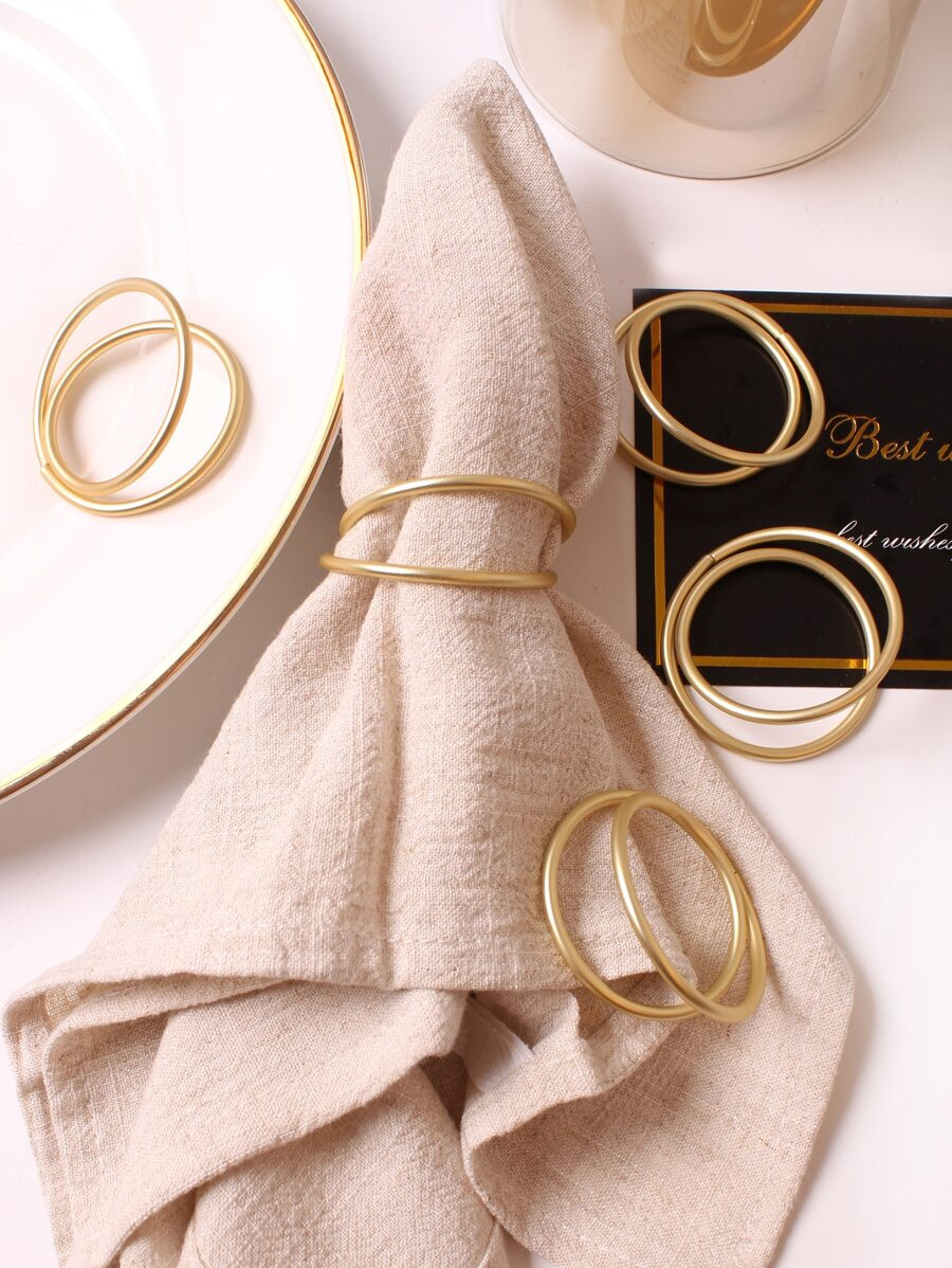 6pcs Minimalist Napkin Ring, Gold Aluminum Alloy Napkin Buckle For Party | SHEIN